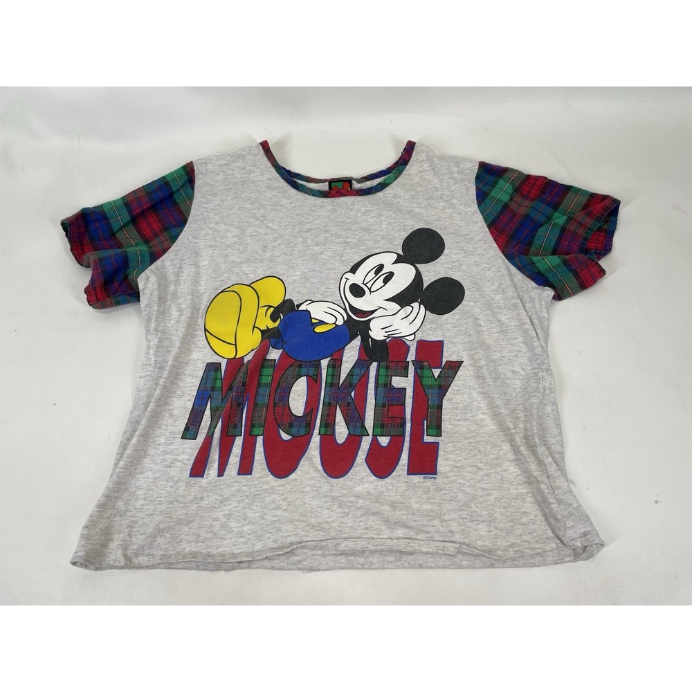 Mickey Unlimited Mickey Mouse Graphic Sleep Lounge Crop Top Womens L Multicolor